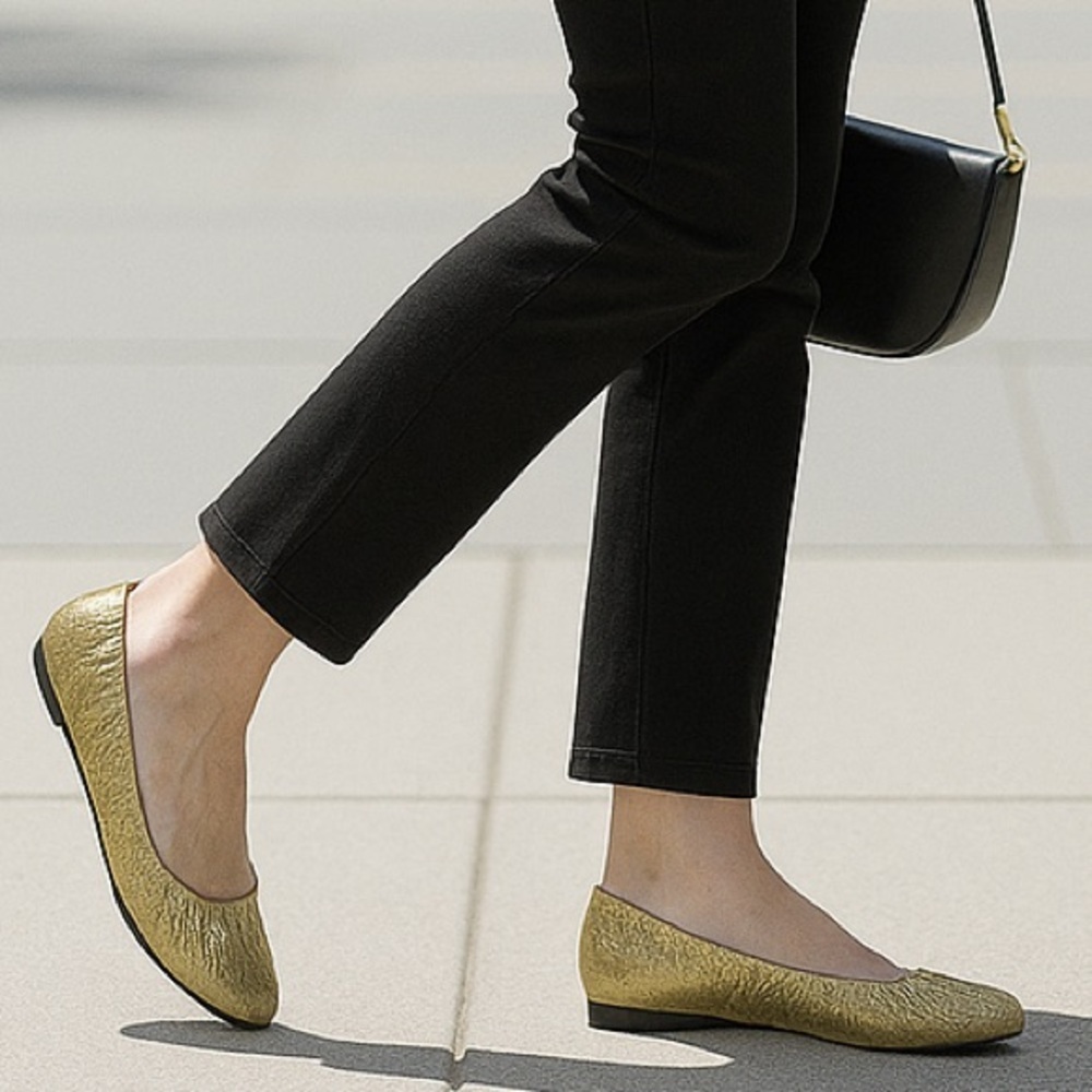 Rebecca Minkoff Ruched Gold Metallic Women's Ballet Flats Size 9.5 NEW With Box